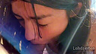 she gulps down cum outdoors can you guess the spot