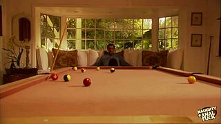 Pool game turns wild as brunette spreads for deep ass pounding