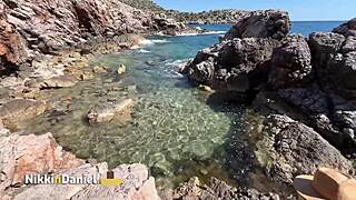 i spot sexy blonde with perfect ass on beach and we fuck passionately in lagoon outdoors pov