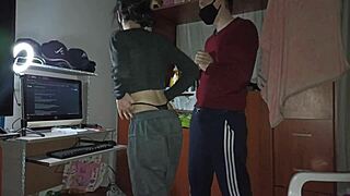 while she cleans house blindfolded bunny lets big cock daddy penetrate her tight ass and pussy secretly