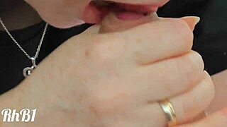 i was caressing him with my tongue closeup and he just...cums all over my milf redhead face omg