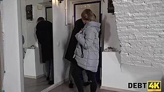 Modest Blonde Gymnast Pays Debt with Acrobatic Rough Fuck