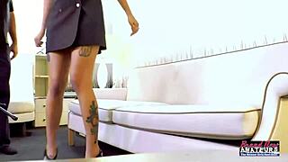tattooed brunette pamela morrison strips and teases with eager mouth