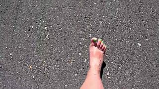check out this curvy milf pawg's sexy barefoot legs teased from every angle in amateur foot fetish mix