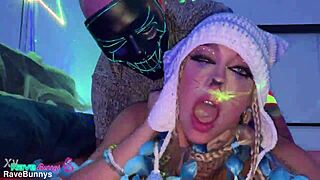 khloe kapri's wet pussy pounded DOGGYSTYLE in rave bunny suit creampie party