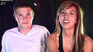 Cute blonde babe squirts during casting interview with dirty talk and feet play