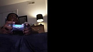 Chubby gamer strokes fat uncensored cock close up to massive orgasm