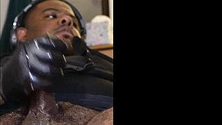 Chubby gamer strokes fat uncensored cock close up to massive orgasm