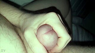 chubby cock wakes up hard flashing close-up in bed