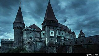 in the old gothic manor the sexy blonde vampire mesmerizes the nerdy girl into submissive lezdom bliss