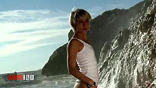 hey, watch nicky wayne strip her petite body naked on the beach