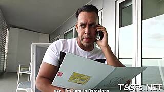 Ladyboy with big ass bounces roughly on hard boner anal assfucking blowjob