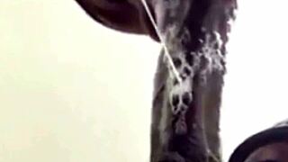 Super sloppy deepthroat close-up blowjob ends in cum-filled mouth
