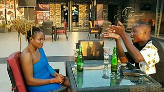 Ebony goddess meets Naija pornstar for bar kisses orgasms and titty fun maximum?