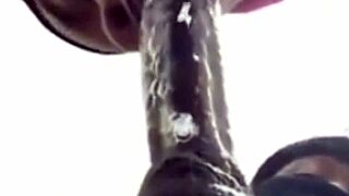 Super sloppy deepthroat close-up blowjob ends in cum-filled mouth