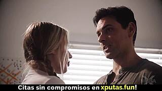 Whoa, blonde stepdaughter sucks that cock deep before wild fucking with spanish subtitles!