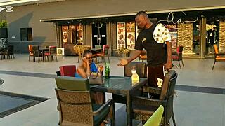 Ebony goddess meets Naija pornstar for bar kisses orgasms and titty fun maximum?