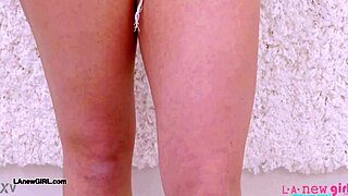 The cute blonde teen model bares her sexy body on camera