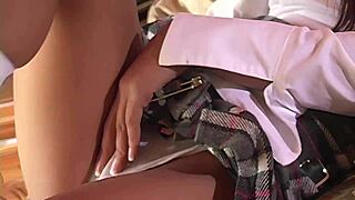 Asian milf in fishnets and heels rides big cock outdoors before facial cumshot