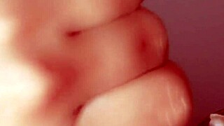 Russian college blonde Nastya slurps monster cock to cum gulp