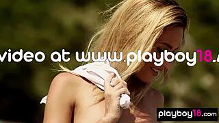 smoking hot ukrainian blonde cara mell strips nude posing big natural tits beach