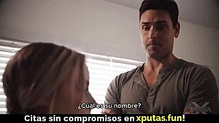 Whoa, blonde stepdaughter sucks that cock deep before wild fucking with spanish subtitles!