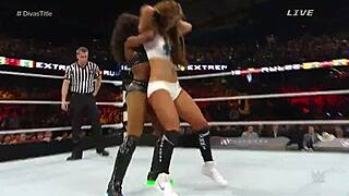 nikki bella vs naomi going all out in extreme rules match 2015 🔥💥
