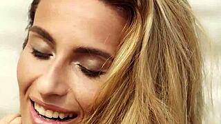 smoking hot ukrainian blonde cara mell strips nude posing big natural tits beach