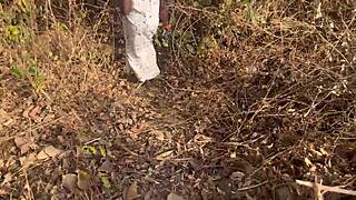 Shy Country Ebony Bent Over for Big Black Cock Doggystyle Outside Ranch