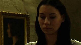 lesbian mistress in lingerie fingers slave's pussy to wild orgasm