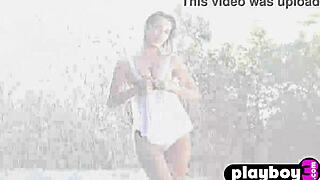 wet curvy milf cara mell bares big tits and fat ass outdoors