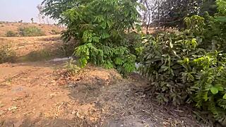 Shy Country Ebony Bent Over for Big Black Cock Doggystyle Outside Ranch