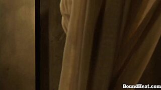 lesbian mistress in lingerie fingers slave's pussy to wild orgasm