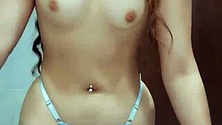 blue lingerie babe teases with huge ass clapping and spreading legs