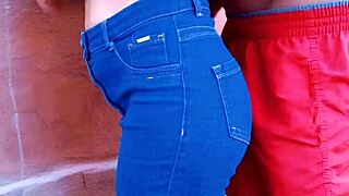 teasing her tight ass outdoors as the hot maid bends for backyard anal near the garden