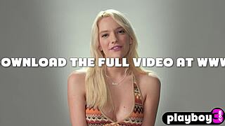 whoa big fake tits blonde milf 😍 kenna james strips n rubs after interview