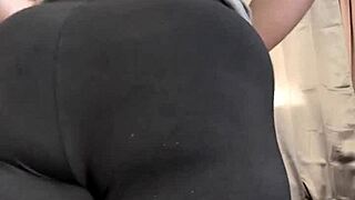 Chubby ass in leggings panties thong your face here