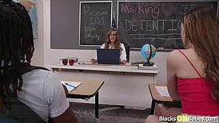 Big tits milf teacher fucks huge black cocks with teen students
