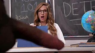 Big tits milf teacher fucks huge black cocks with teen students