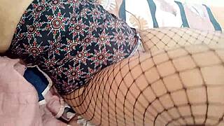 Stepmom strips naked for lover's video call 📱💦