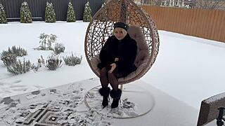 whoa this elegant fur-wrapped beret whore bares her massive tits sucks cock like a pro and gulps down that hot jizz facial shower 😍🍆💦