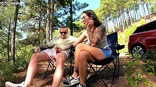 Teen student slut bent over for public anal creampie in nature