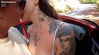 Teen student slut bent over for public anal creampie in nature