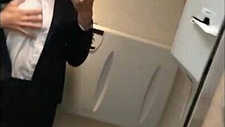 flight attendant sneaks public bathroom cam show on camsoda
