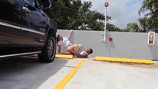pawg wife bends over escalade hood takes big black cock public