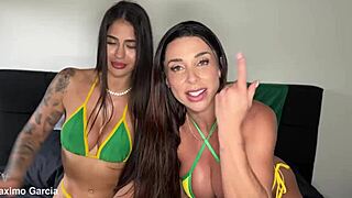 Luiza marcato and gih ribeiro share romantic threesome with deep pussy drills