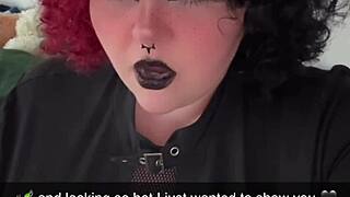 Bbw goth gf rams huge dildo deep in creamy pussy