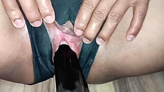 Horny brunette teen takes tight anal creampie pounding