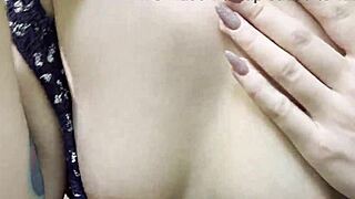 A petite Russian milf in miniskirt flashes her creampie-ready pussy to a forest stranger outdoors.