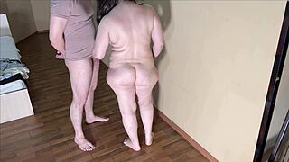 Whoa, mature stepmom's big natural tits lift my cock for sloppy blowjob before anal assfucking